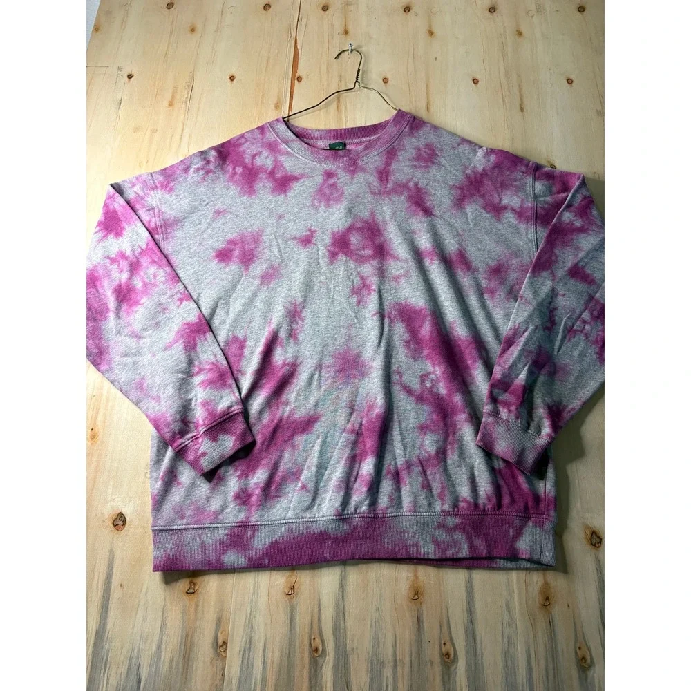 Wild Fable Purple Tie Dye Crewneck Sweatshirt Gray Oversized Pullover Medium